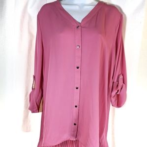 3/$20 Cato L Roll Sleeve Hi Lo Blouse